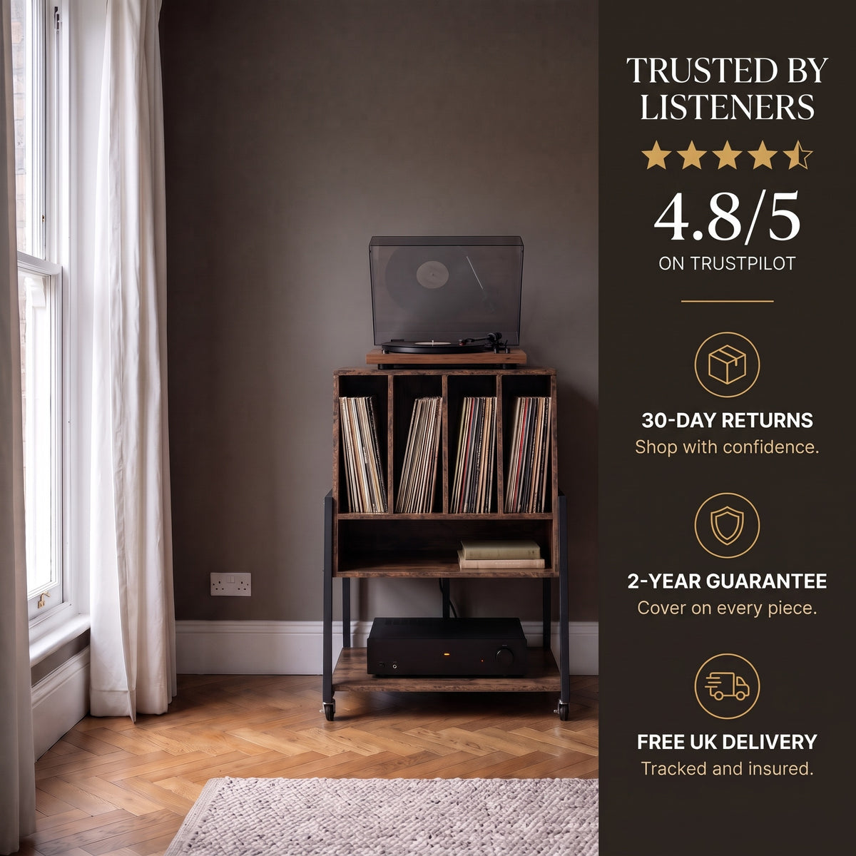 The Islington Vinyl & Turntable Stand
