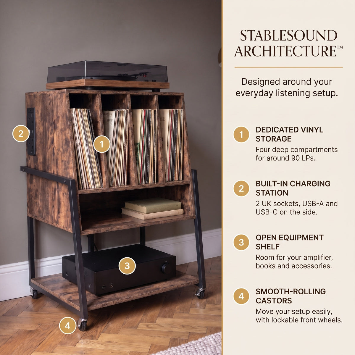 The Islington Vinyl & Turntable Stand